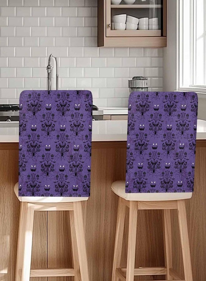 LooPoP Halloween Chair Covers Set of 4 Ghost Grimace Pumpkin Chair Slipcover Protector Removable Stretch Chair Covers Horror Night Purple Black Chair Back Covers for Dining Chairs Kitchen Dinner Holiday - Image 4